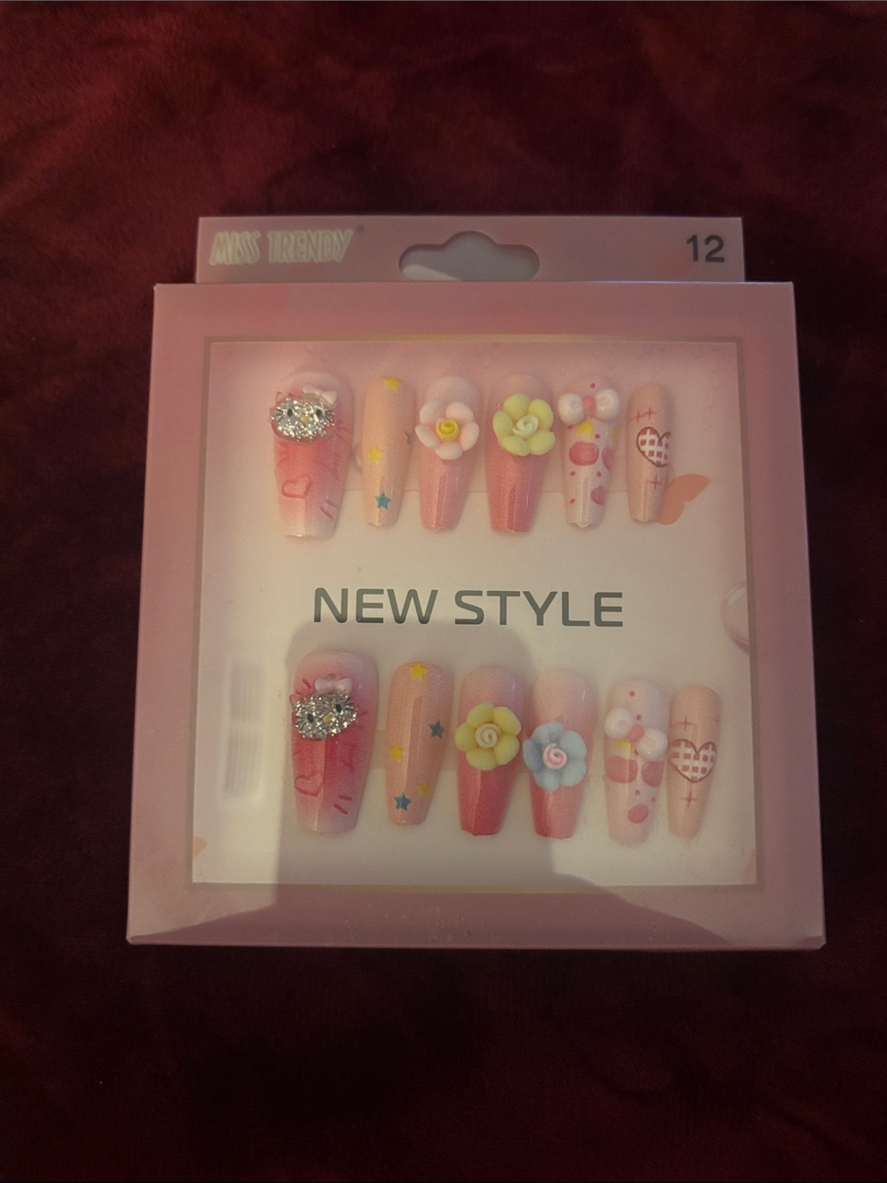 Pink Floral Press-On Nails - New Style